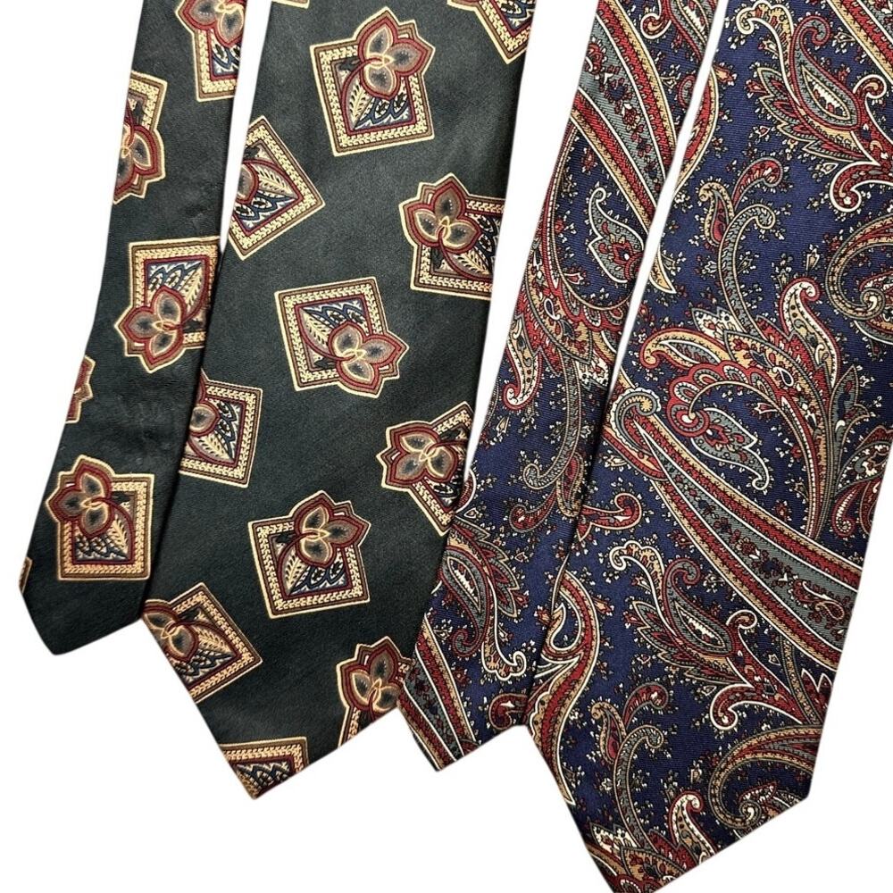 Cambridge Classics Necktie Lot 2 Silk Paisley Geometric Vintage